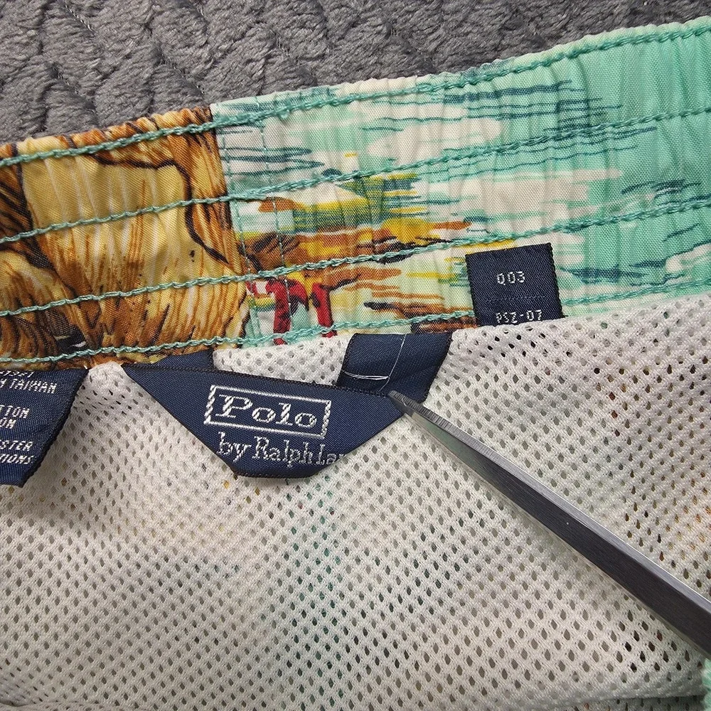 Polo Ralph Lauren Mens Swim Trunks Lined Elephant Print Size XL Tropical Pockets